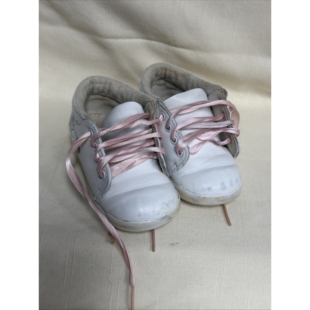 Vintage Stride Rite Baby/ Toddler Shoes Hard Bottom White Leather-Preowned